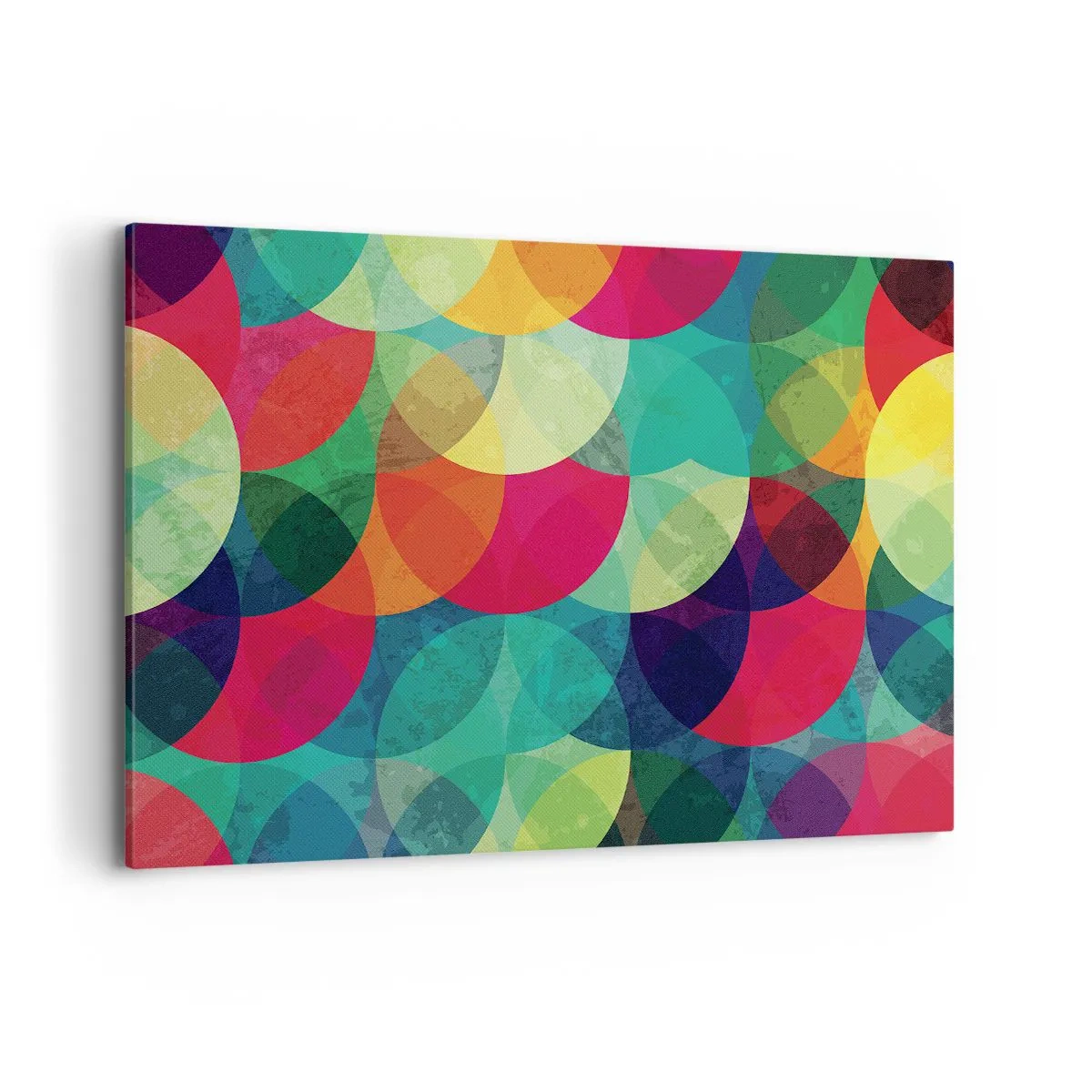 Obraz na płótnie - Kolorowe geometryczne wzory złożone z kół i półkoli - 120x80cm - Wtęczowstąpienie - Nowoczesna dekoracja ścienna do salonu, kuchni i sypialni ARTTOR