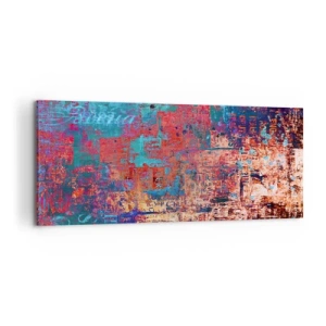 Obraz na płótnie - Abstrakcyjna kompozycja z mieszanką intensywnych kolorów - 120x50cm - Pamięć i niepamięć - Nowoczesna dekoracja ścienna do salonu i sypialni ARTTOR