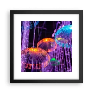 Plakat w czarnej ramie - Świetlna fontanna - 30x30 cm