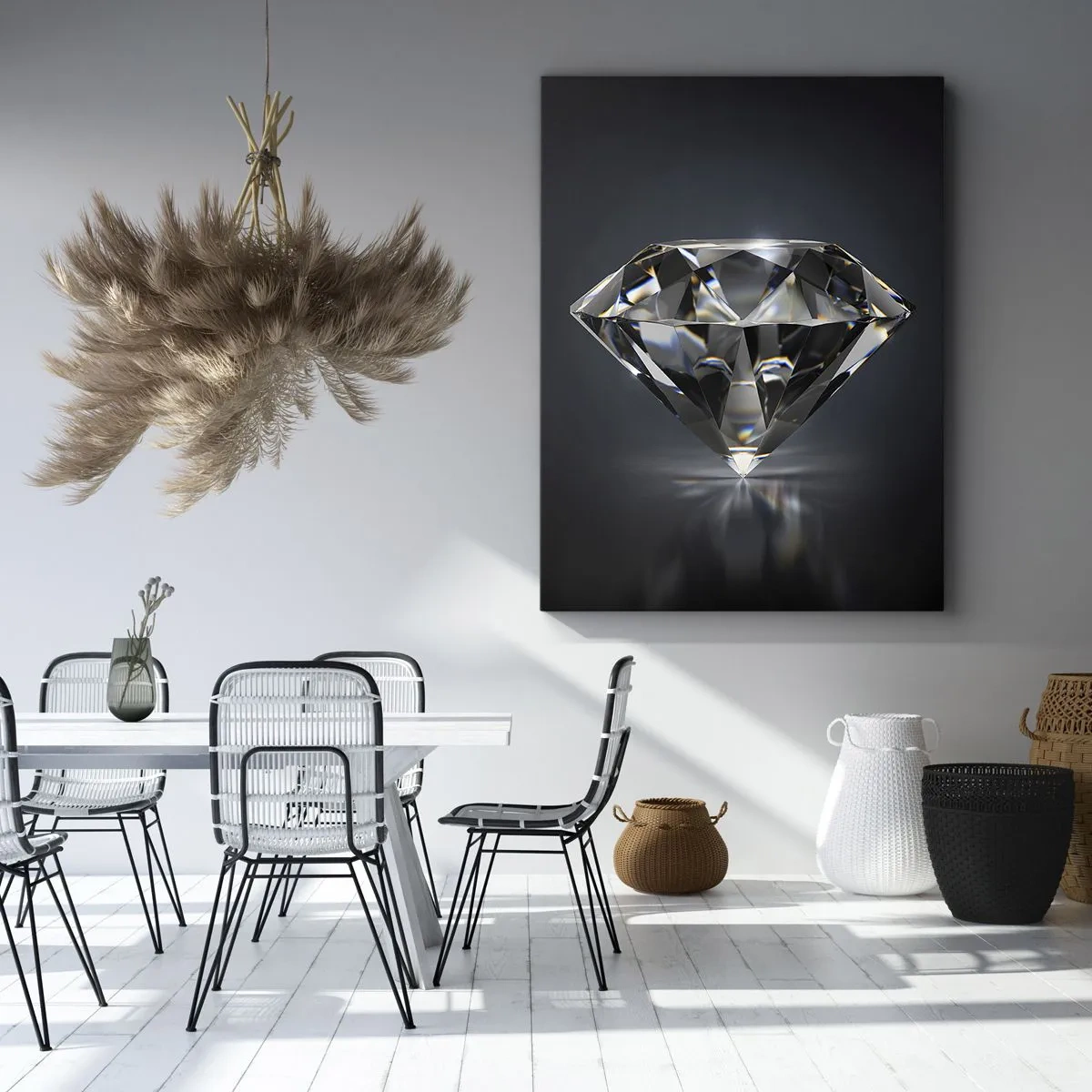 Obraz na płótnie - Diament na ciemnym tle w artystycznym ujęciu - 70x100cm - Best girls friend - Nowoczesna dekoracja ścienna do salonu i sypialni ARTTOR