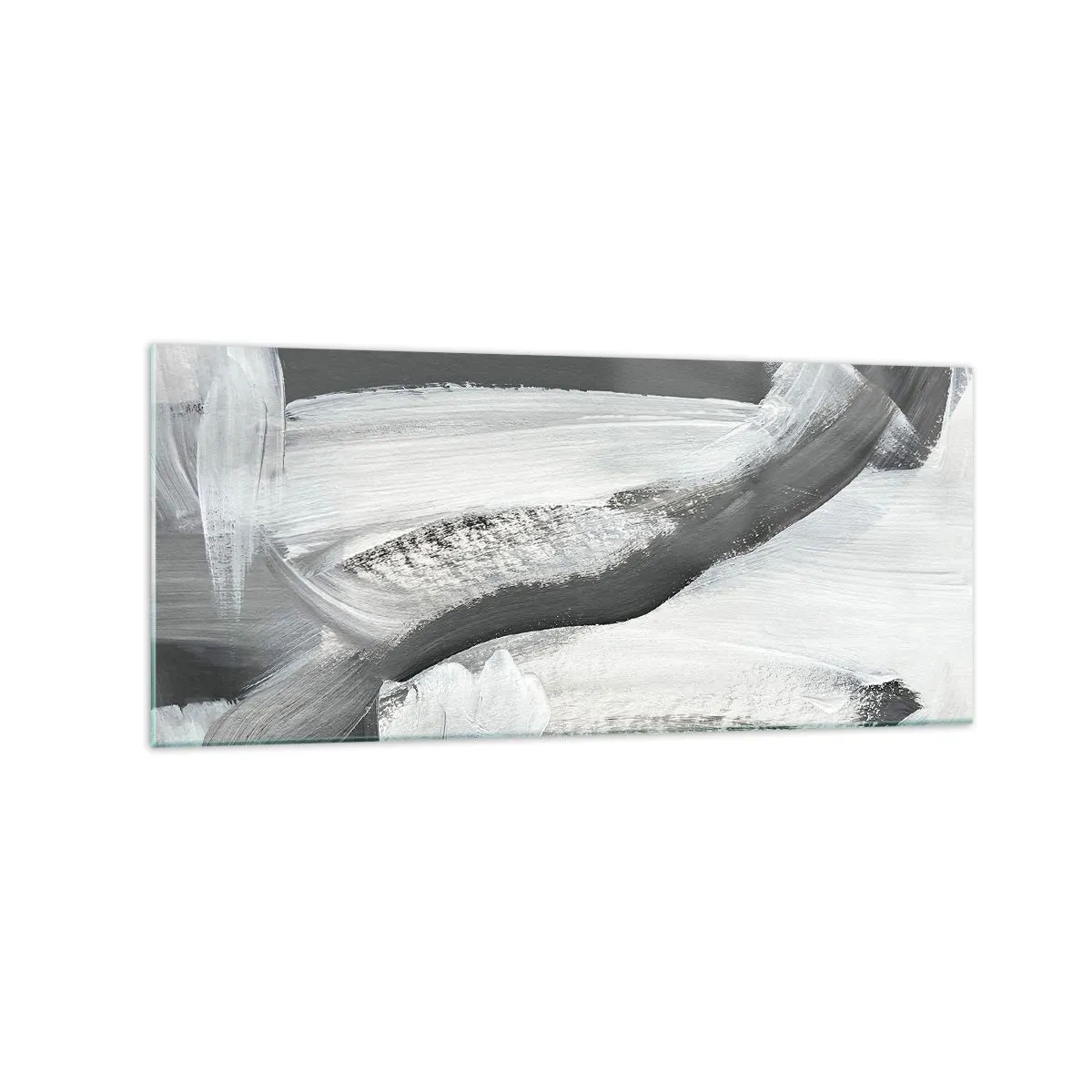 Obraz na szkle - Szaro-biała abstrakcja z dynamicznymi liniami - 120x50cm - Zdecydowanym ruchem - Nowoczesna dekoracja ścienna do salonu i sypialni ARTTOR