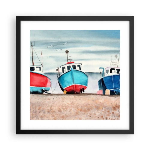 Plakat w czarnej ramie - Gotowe na połów - 40x40 cm