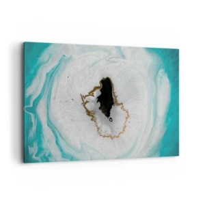 Obraz na płótnie - Abstrakcyjny motyw geody w odcieniach turkusu, bieli i złota - 120x80cm - Wniknąć do wnętrza - Nowoczesna dekoracja ścienna do salonu, kuchni i sypialni ARTTOR