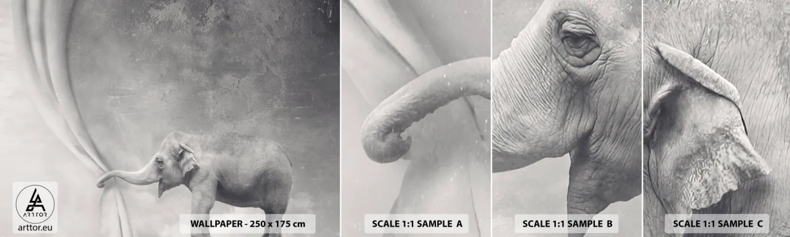 Fototapeta Próbka Samoprzylepna Deluxe Sticker - Odsłonić tajemnicę - Abstrakcja, Słoń, Grafika - 100x30 cm