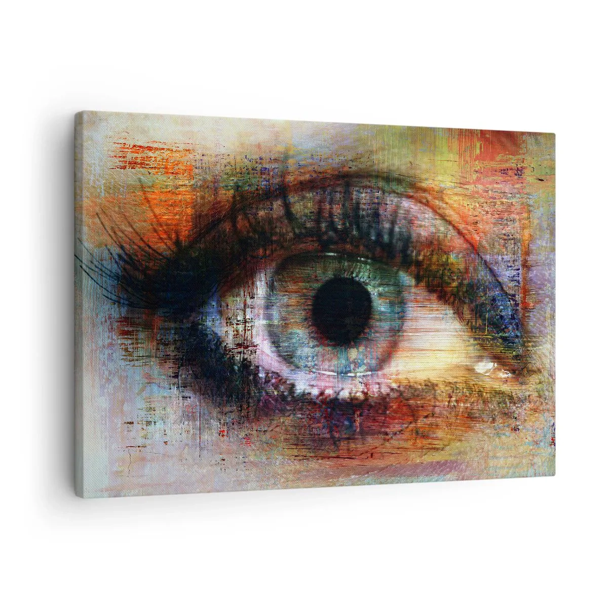 Obraz na płótnie - Artystyczne oko w wielobarwnej abstrakcji - 70x50cm - Można zajrzec w duszę - Nowoczesna dekoracja ścienna do salonu i sypialni ARTTOR
