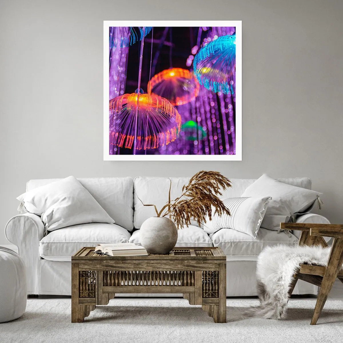 Plakat - Świetlna fontanna - 40x40 cm