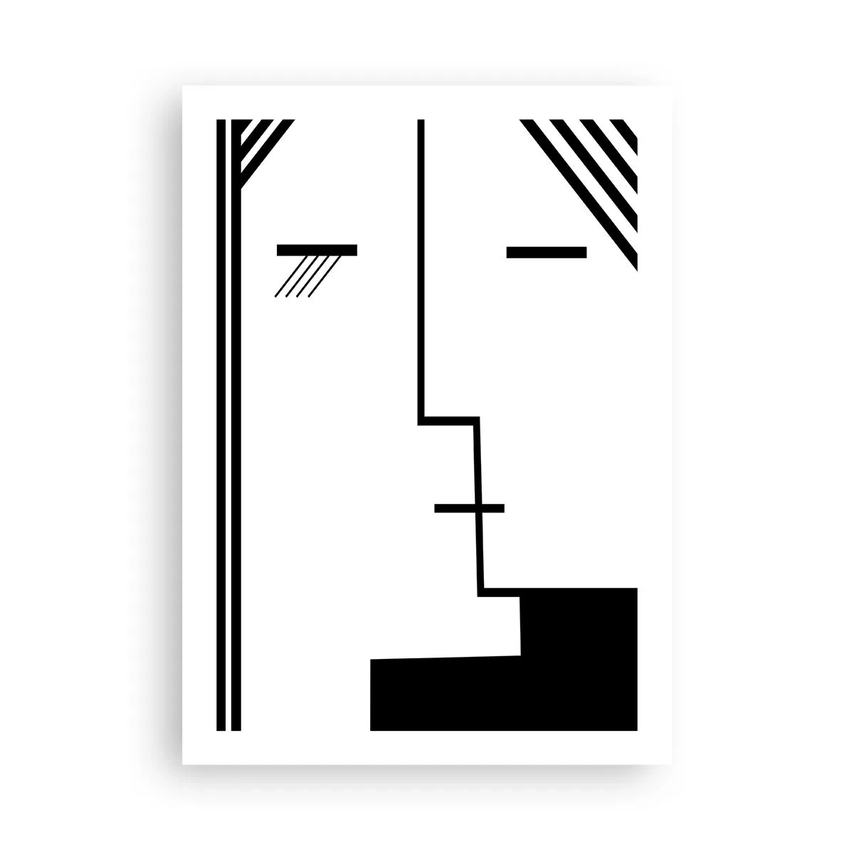 Plakat - Minimalistyczna, abstrakcyjna twarz w czarno-białej stylistyce - 50x70cm - Po prostu pocałunek - Nowoczesna dekoracja ścienna do salonu, kuchni i sypialni ARTTOR
