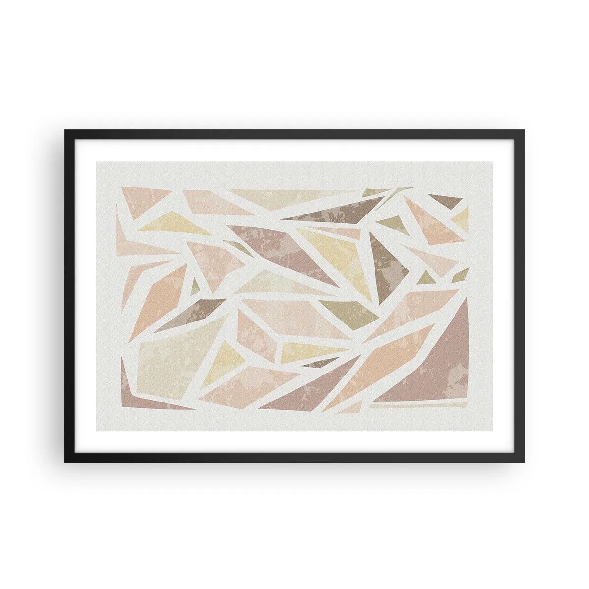 Plakat w czarnej ramie - Abstrakcyjne geometryczne kształty w pastelowych kolorach - 70x50cm - Kompozycja witrażowa - Nowoczesna dekoracja ścienna do salonu i sypialni ARTTOR