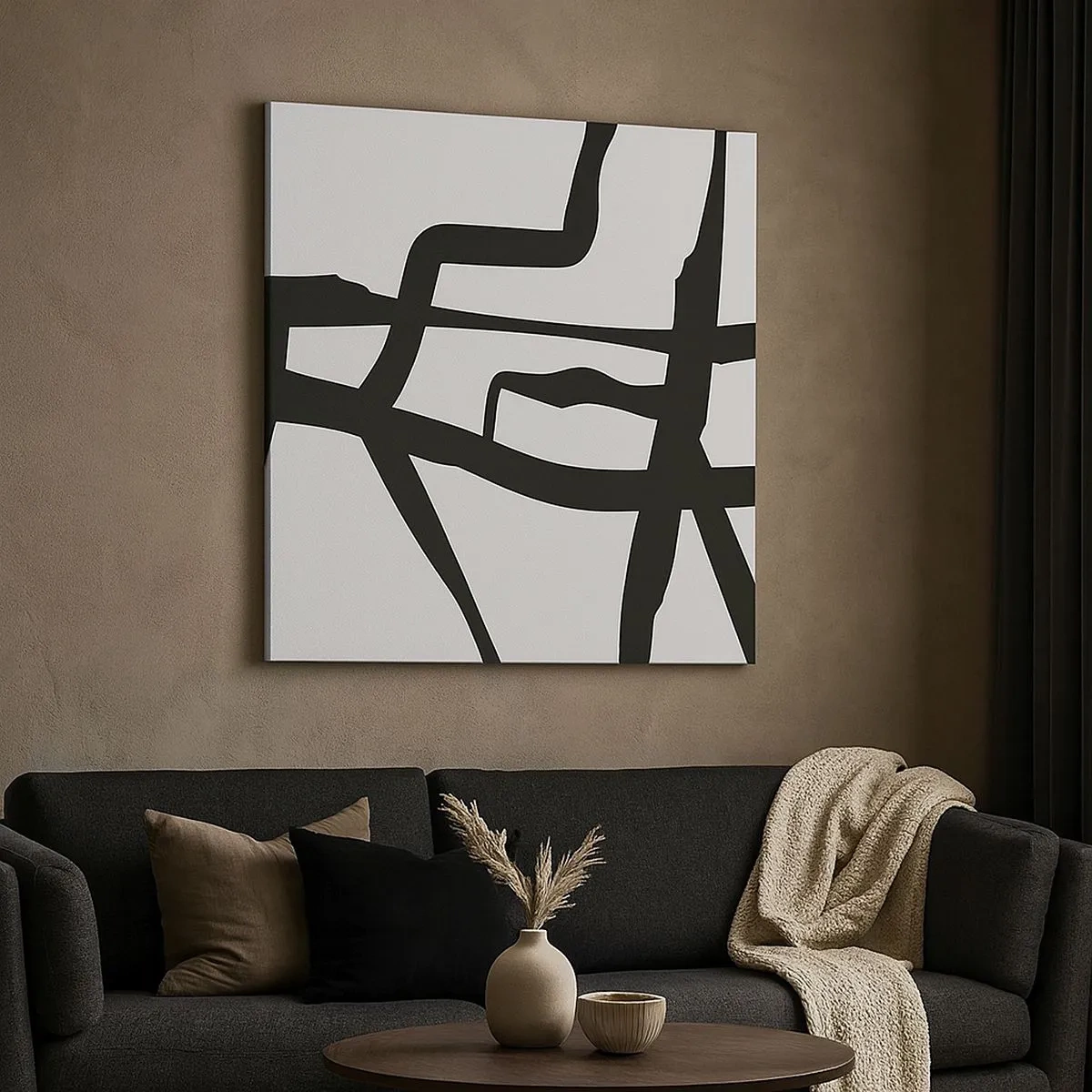 Obraz na płótnie - Czarno-biała konstrukcja - 30x30 cm