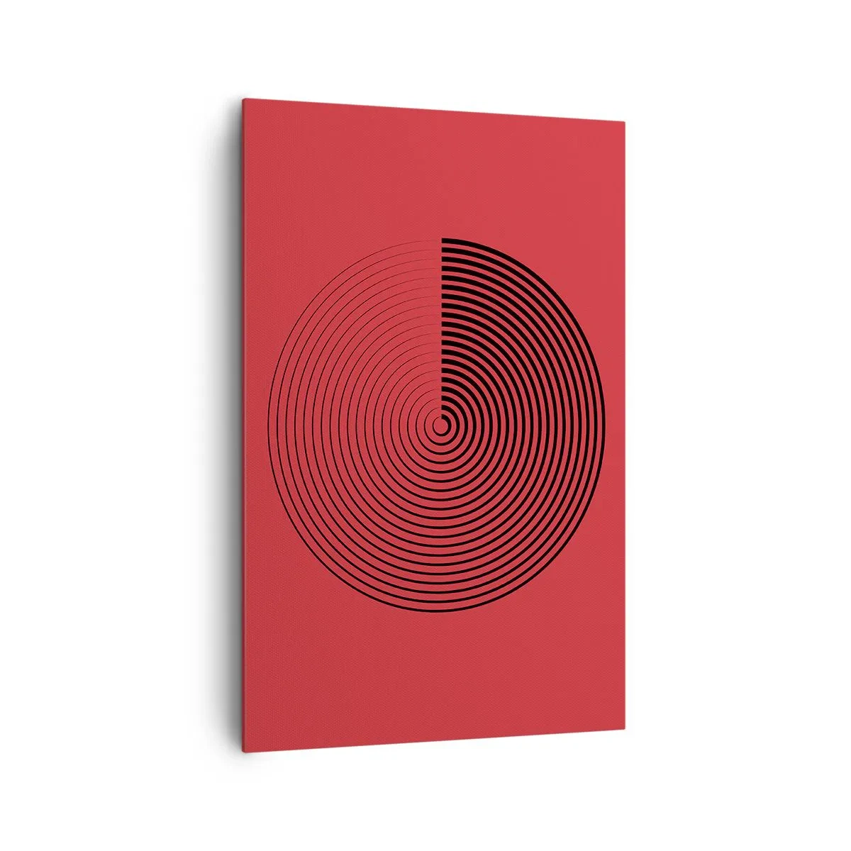 Obraz na płótnie - Koncentryczne koła na czerwonym tle - 80x120cm - Ruch kolisty - Nowoczesna dekoracja ścienna do salonu i sypialni ARTTOR