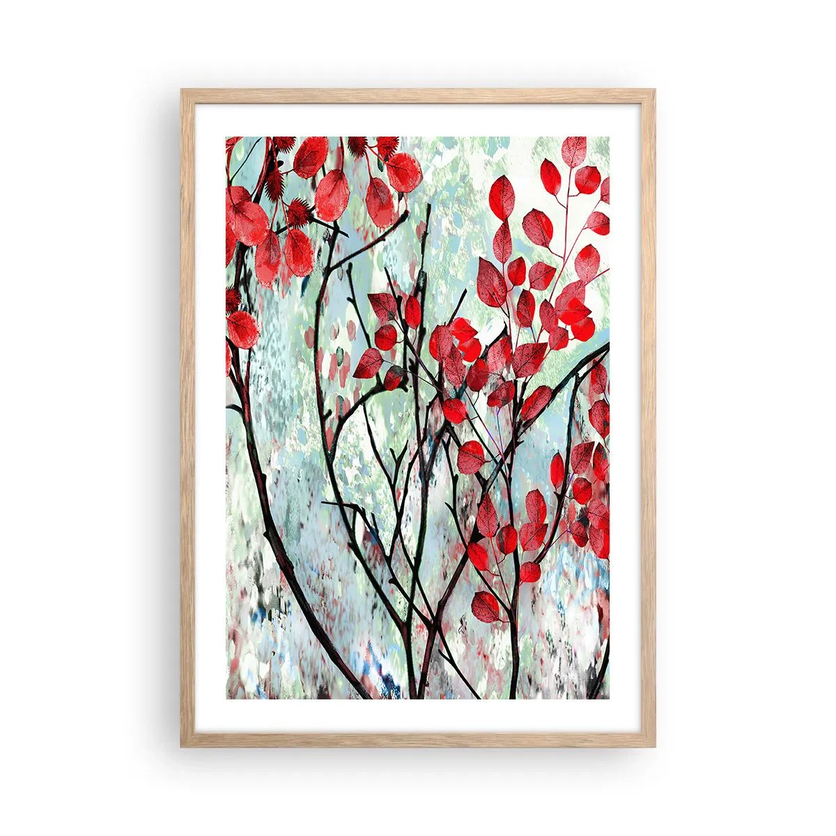 Plakat w ramie jasny dąb - Drzewo w szkarłacie - 50x70 cm