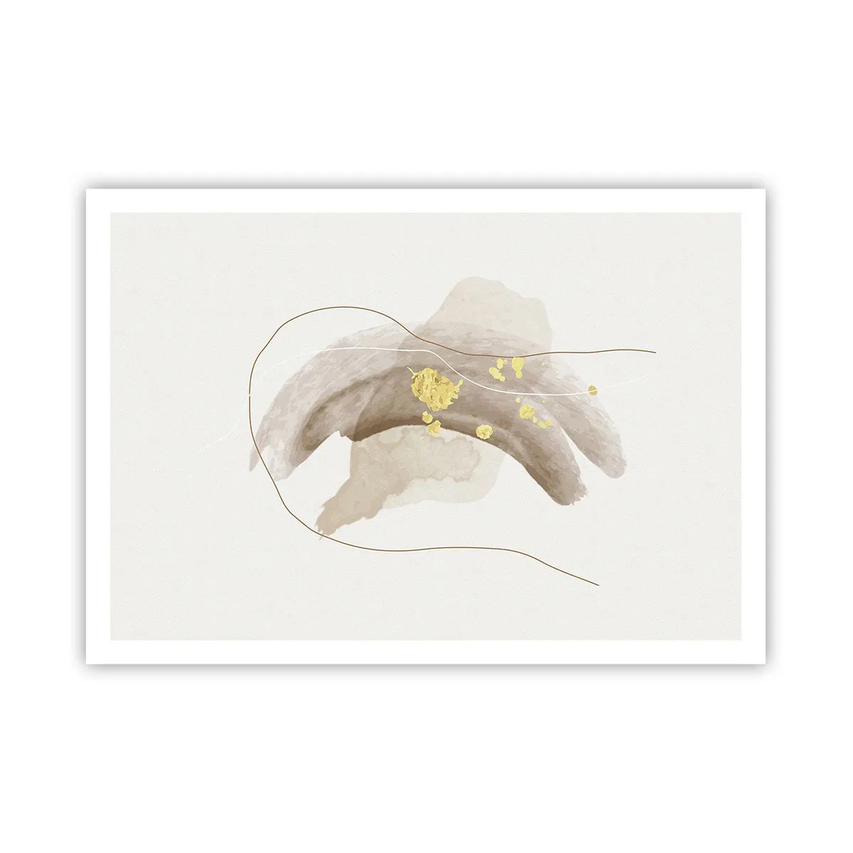 Plakat - Abstrakcyjna kompozycja w odcieniach beżu i złota - 100x70cm - Napotkane w przestrzeni - Nowoczesna dekoracja ścienna do salonu i sypialni ARTTOR