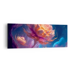 Obraz na płótnie - Fantazyjne kwiaty w kosmicznym krajobrazie - 140x50cm - Inny świat - Nowoczesna dekoracja ścienna do salonu i sypialni ARTTOR
