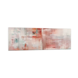 Obraz na szkle - Abstrakcyjna kompozycja z odcieniami czerwieni i pastelowych barw - 160x50cm - Zamglone. Ale różowe - Nowoczesna dekoracja ścienna do salonu i sypialni ARTTOR