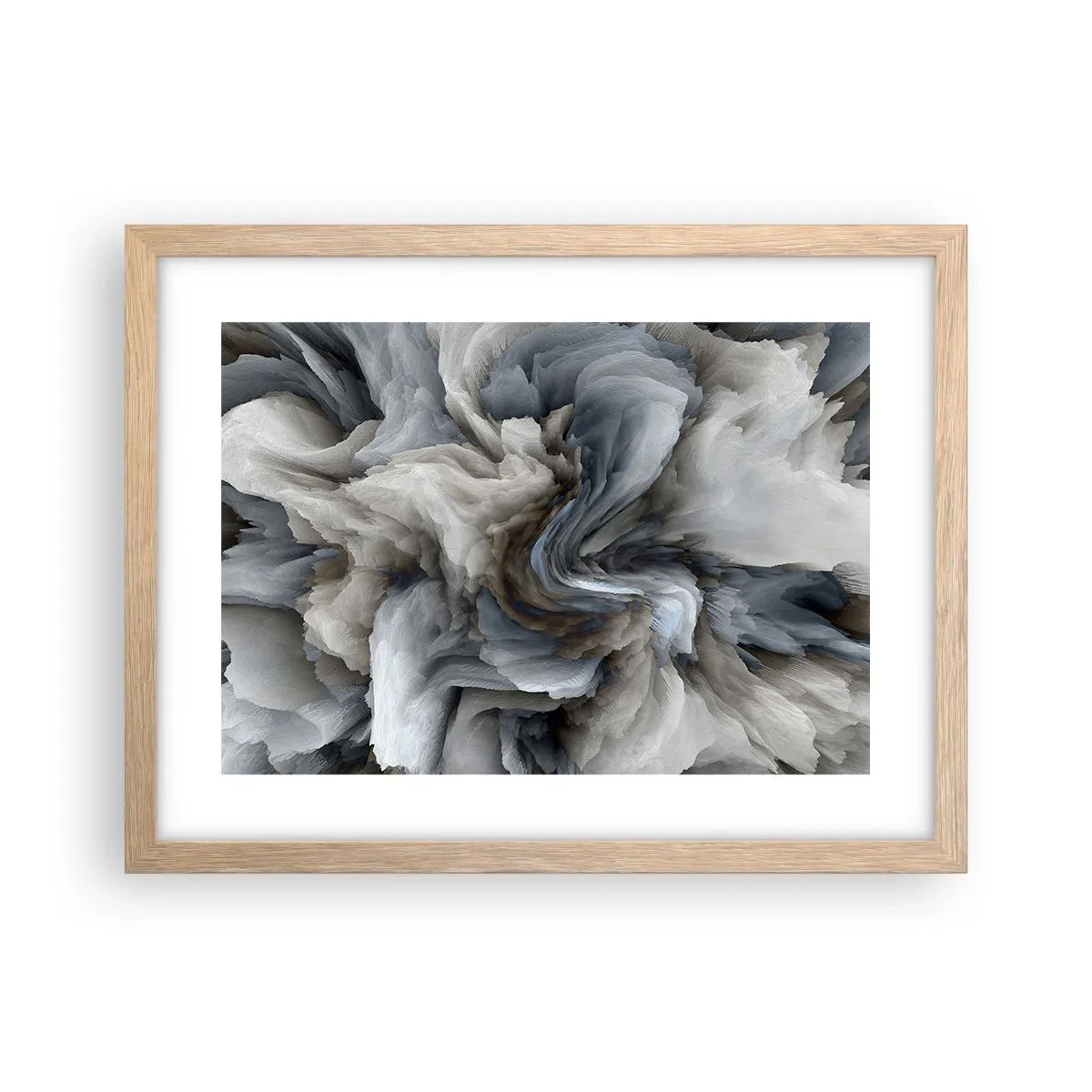 Plakat w ramie jasny dąb - Kamień i kwiat - 40x30 cm