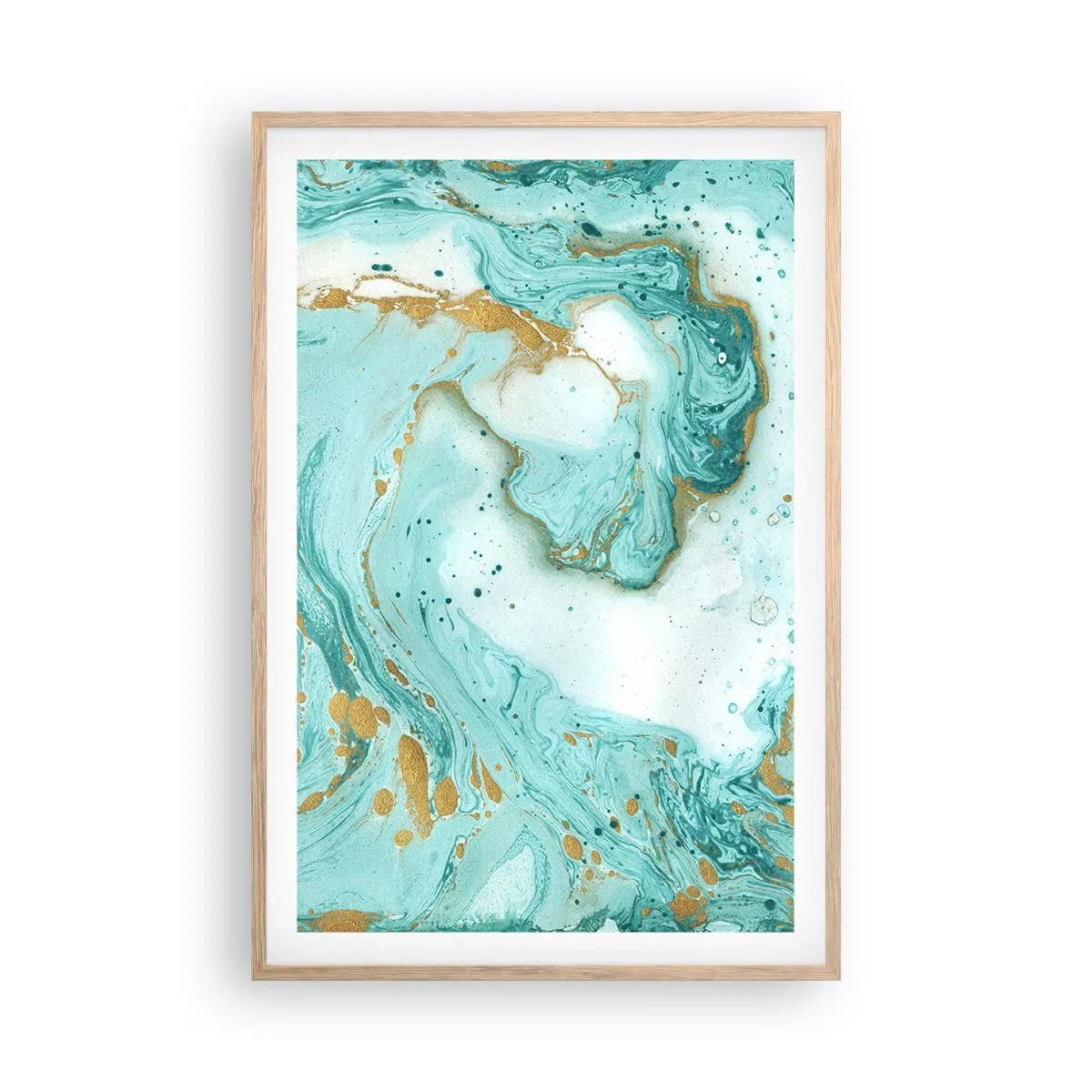 Plakat w ramie jasny dąb - Pod wielką falą z epoki Edo - 61x91 cm