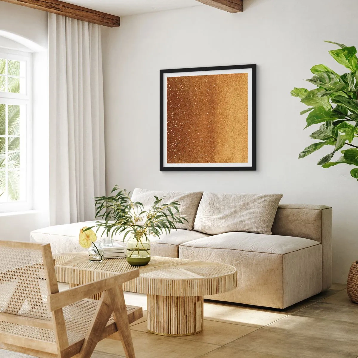 Plakat w czarnej ramie - Narodziny światła - 40x40 cm