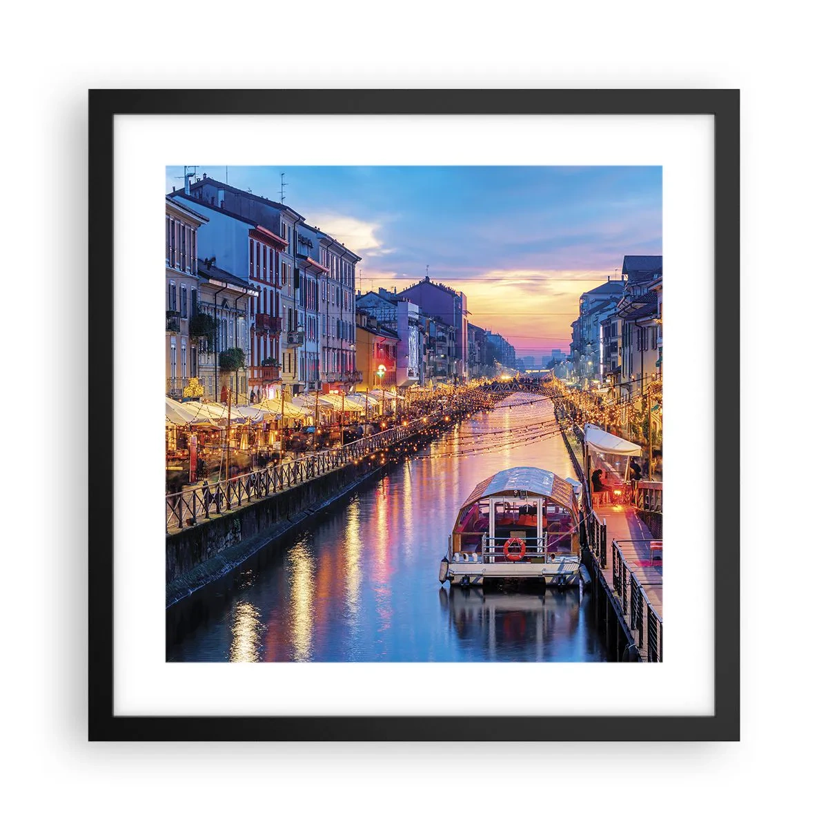 Plakat w czarnej ramie - Wieczór światła i zabawy - 40x40 cm