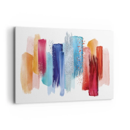 Obraz na płótnie - Kolorowe pociągnięcia pędzlem na białym tle - 100x70cm - W górę i w dół  - Nowoczesna dekoracja ścienna do salonu, kuchni i sypialni ARTTOR