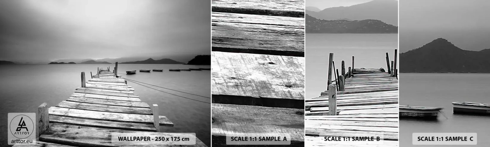 Fototapeta Próbka Standard Eco - Za górami, za morzami - Krajobraz , Drewniany Pomost, Łódź - 100x30 cm