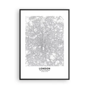 Plakat w czarnej ramie - Mapa londyńskiego labiryntu - 70x100 cm
