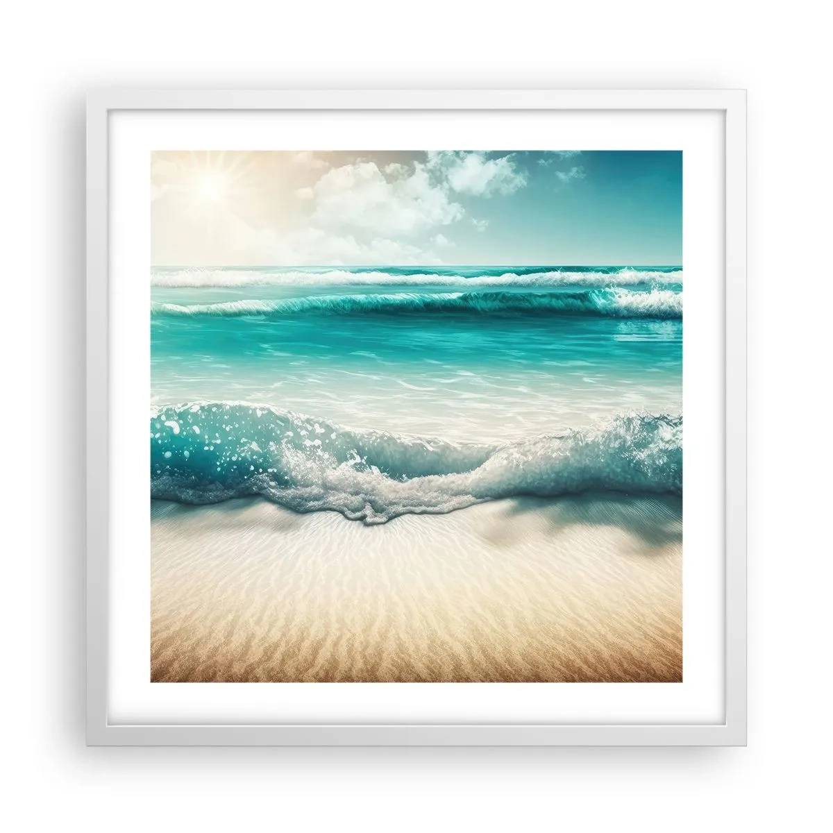 Plakat w białej ramie - Spokój oceanu - 50x50 cm