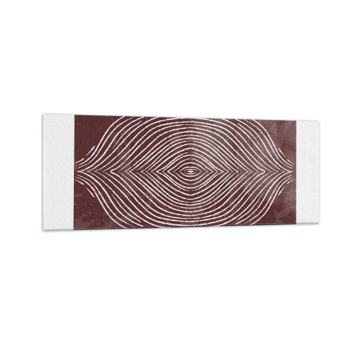 Obraz na szkle - Symetryczne fale w białych liniach na brązowym tle - 140x50cm - Przestrzeń mówi - Nowoczesna dekoracja ścienna do salonu i sypialni ARTTOR