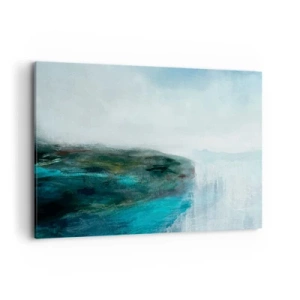 Obraz na płótnie - Abstrakcyjny krajobraz w odcieniach turkusu i szarości - 120x80cm - Abstrakcja marynistyczna - Nowoczesna dekoracja ścienna do salonu, kuchni i sypialni ARTTOR