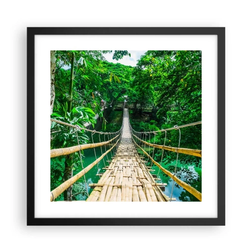 Plakat w czarnej ramie - Małpi most nad zielenią - 40x40 cm