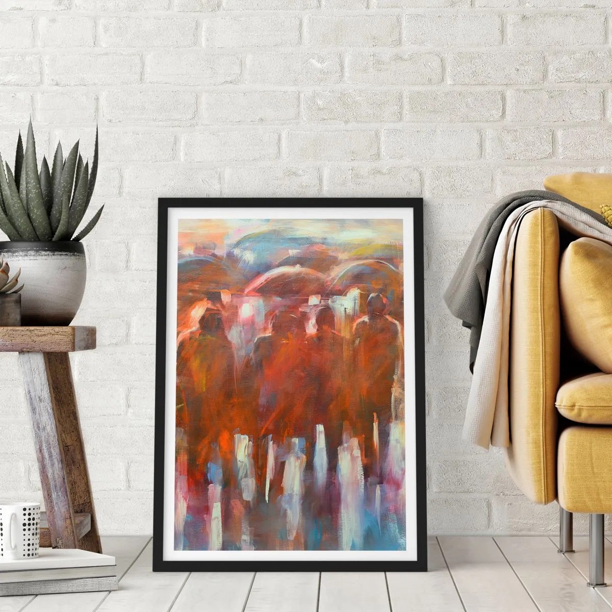 Plakat w czarnej ramie - Równi w deszczu i mgle - 30x40 cm