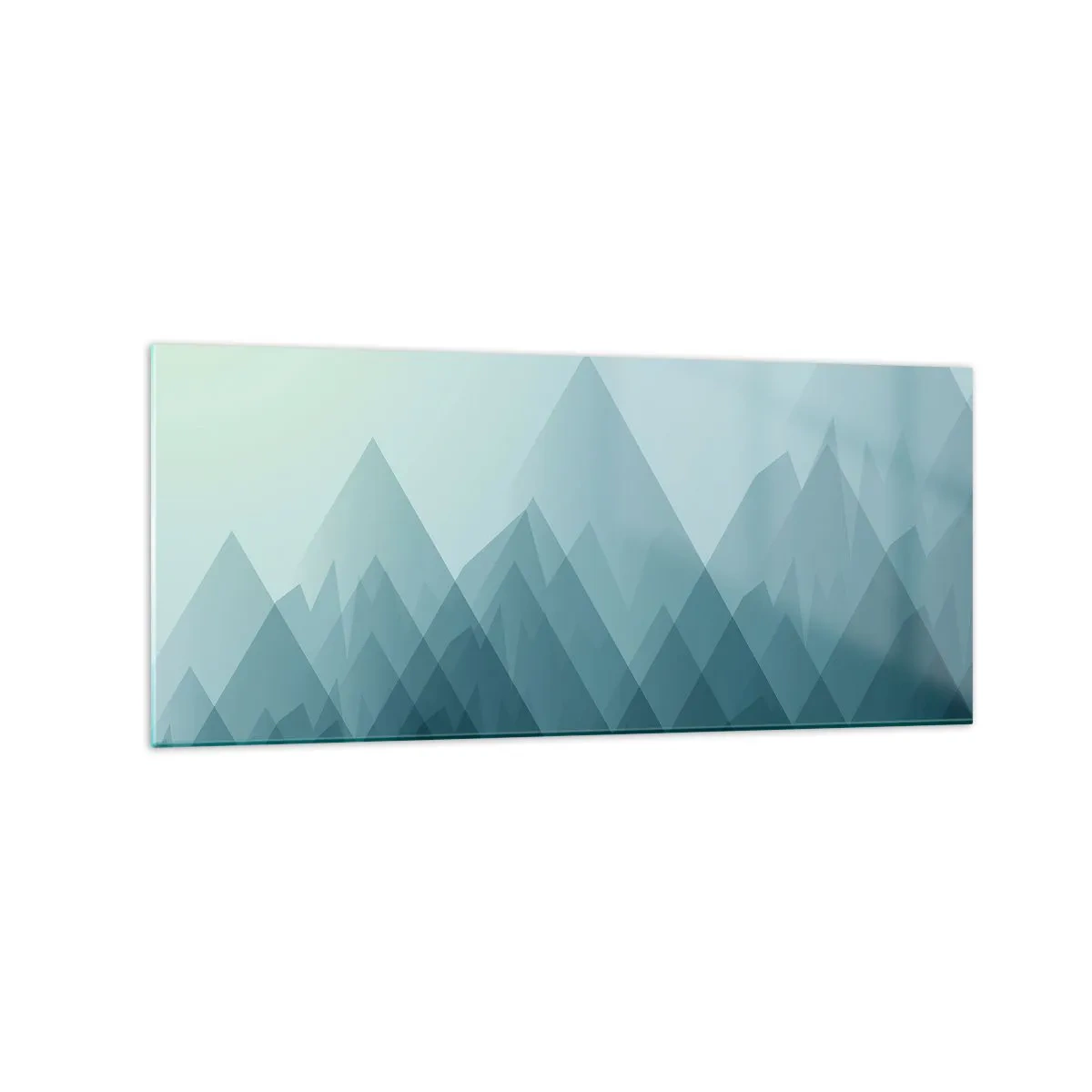 Obraz na szkle - Minimalistyczna grafika gór w odcieniach niebieskiego - 120x50cm - Wielka, większa, największa - Nowoczesna dekoracja ścienna do salonu i sypialni ARTTOR