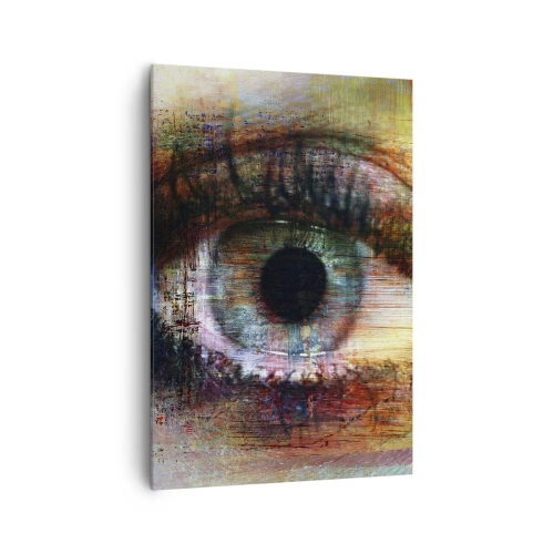 Obraz na płótnie - Artystyczne oko w wielobarwnej abstrakcji - 70x100cm - Można zajrzec w duszę - Nowoczesna dekoracja ścienna do salonu i sypialni ARTTOR