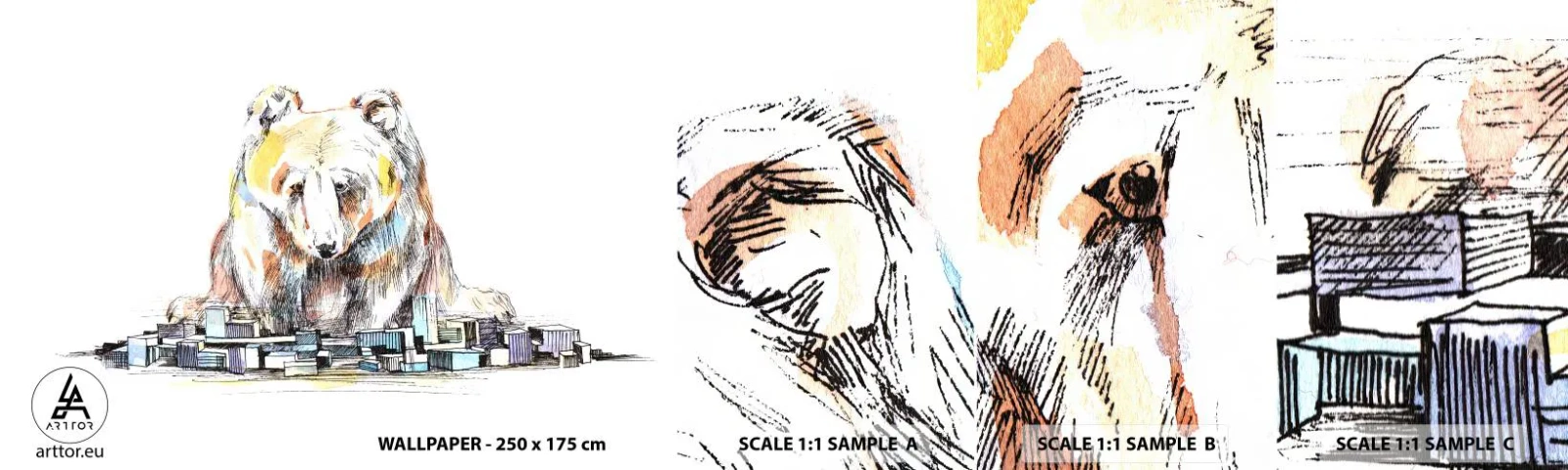 Fototapeta Próbka Standard Eco - Jak można tak żyć? - Zwierzęta, Niedźwiedź, Grafika - 100x30 cm