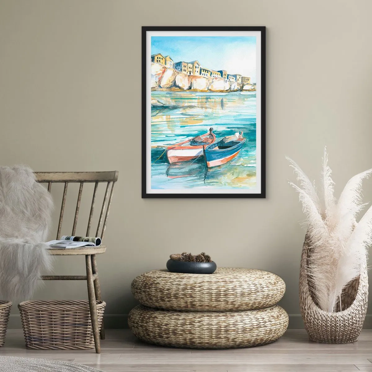 Plakat w czarnej ramie - Pejzaż w lazurze - 70x100 cm
