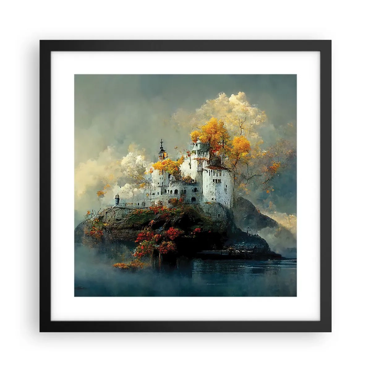 Plakat w czarnej ramie - Początek romantycznej opowieści - 40x40 cm