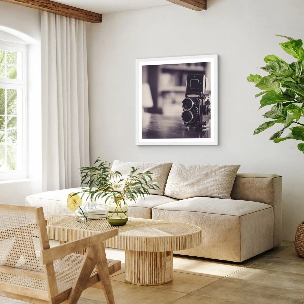 Plakat w białej ramie - Magia starej fotografii - 60x60 cm