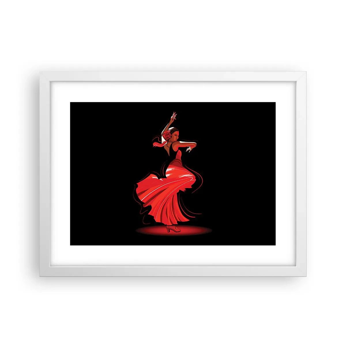 Plakat w białej ramie - Ognisty duch flamenco - 40x30 cm
