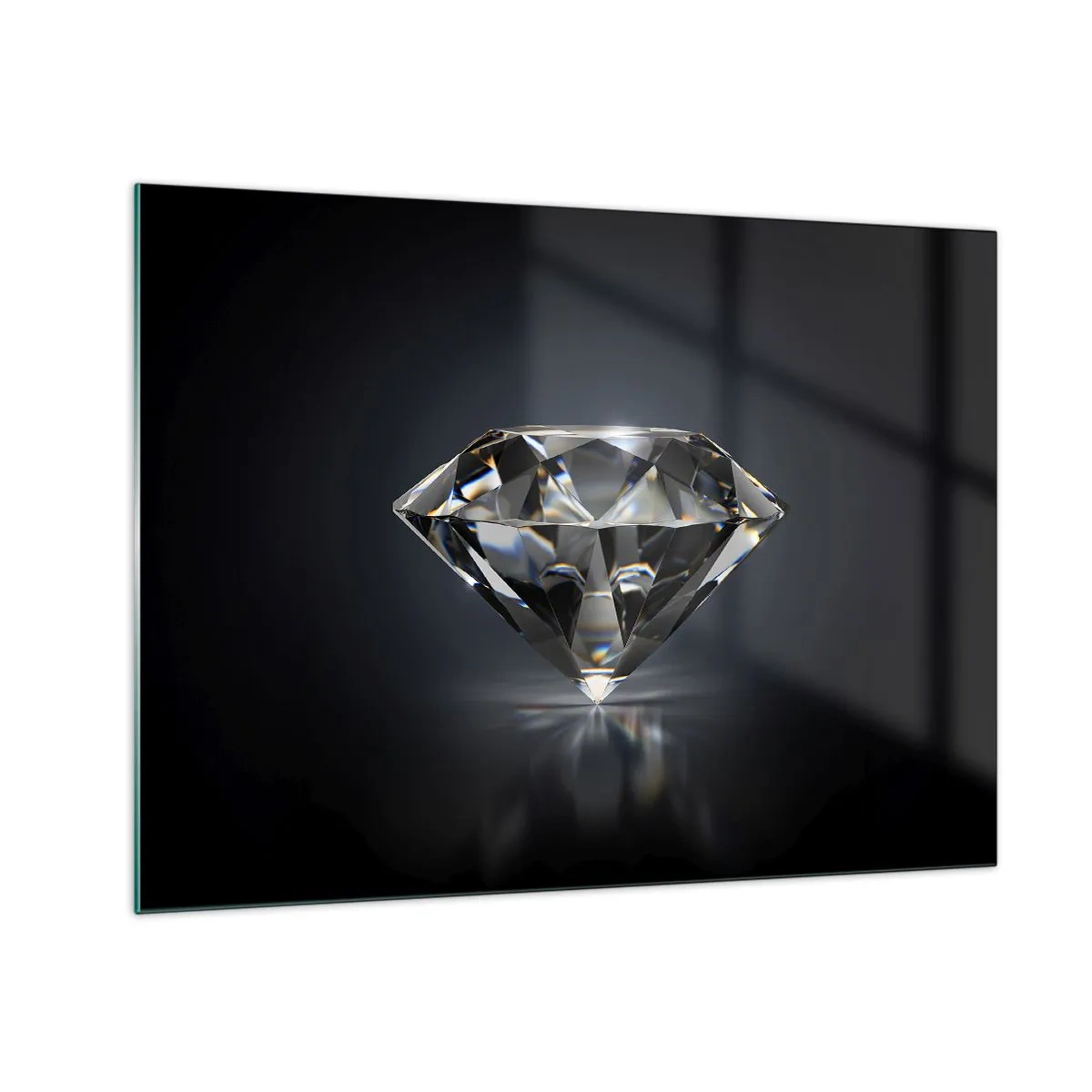 Obraz na szkle - Lśniący diament na ciemnym tle w eleganckiej aranżacji - 70x50cm - Best girls friend - Nowoczesna dekoracja ścienna do salonu i sypialni ARTTOR