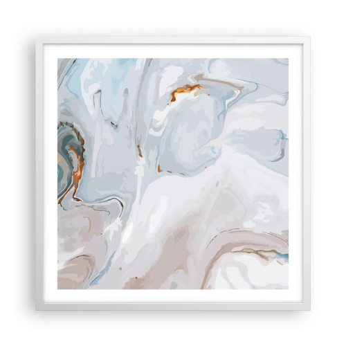 Plakat w białej ramie - Biel wypiętrzona - 60x60 cm