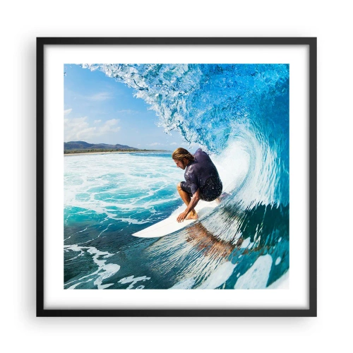 Plakat w czarnej ramie - Tańczący z falami - 50x50 cm