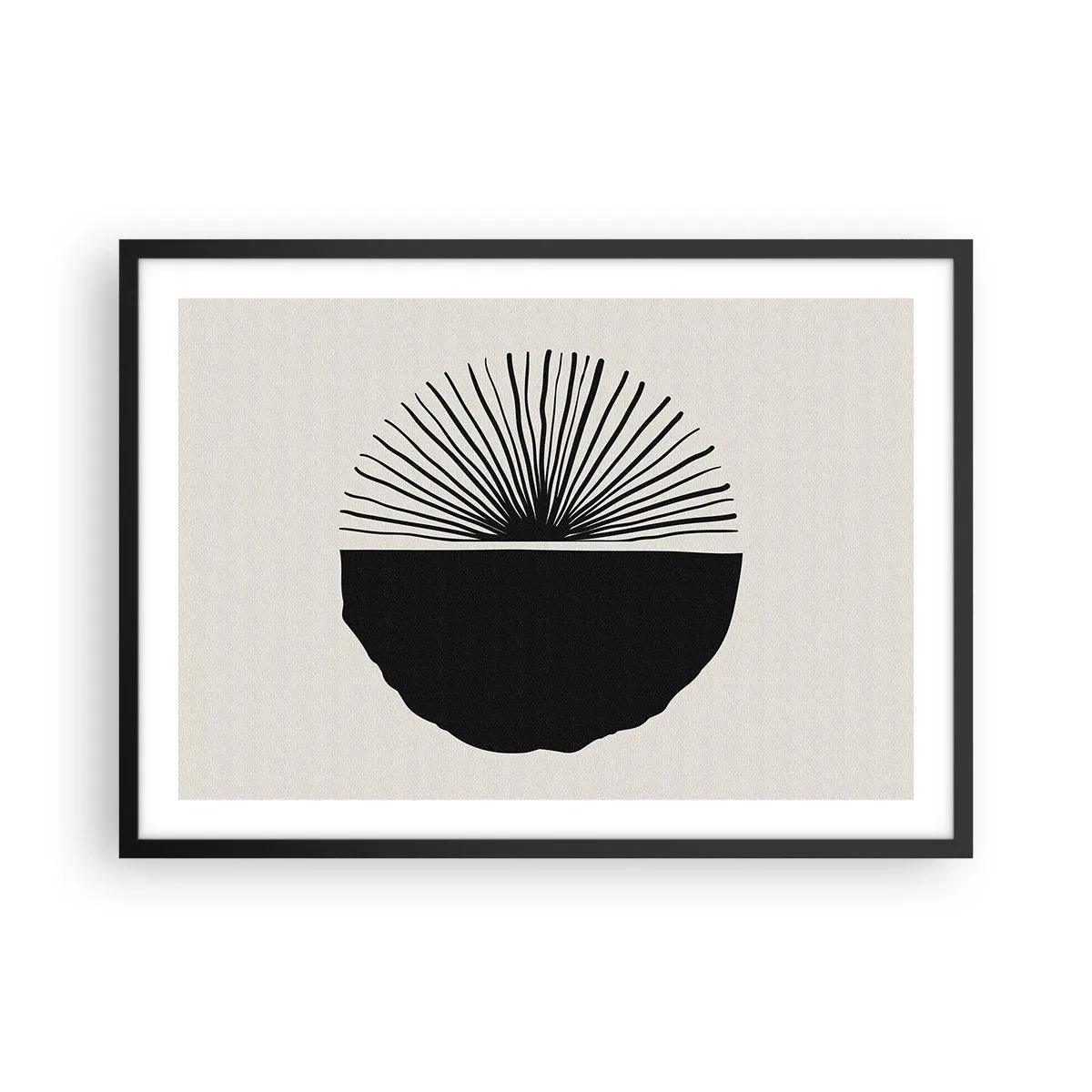 Plakat w czarnej ramie - Minimalistyczny czarny motyw na jasnym tle - 70x50cm - Wachlarz możliwości - Nowoczesna dekoracja ścienna do salonu i sypialni ARTTOR