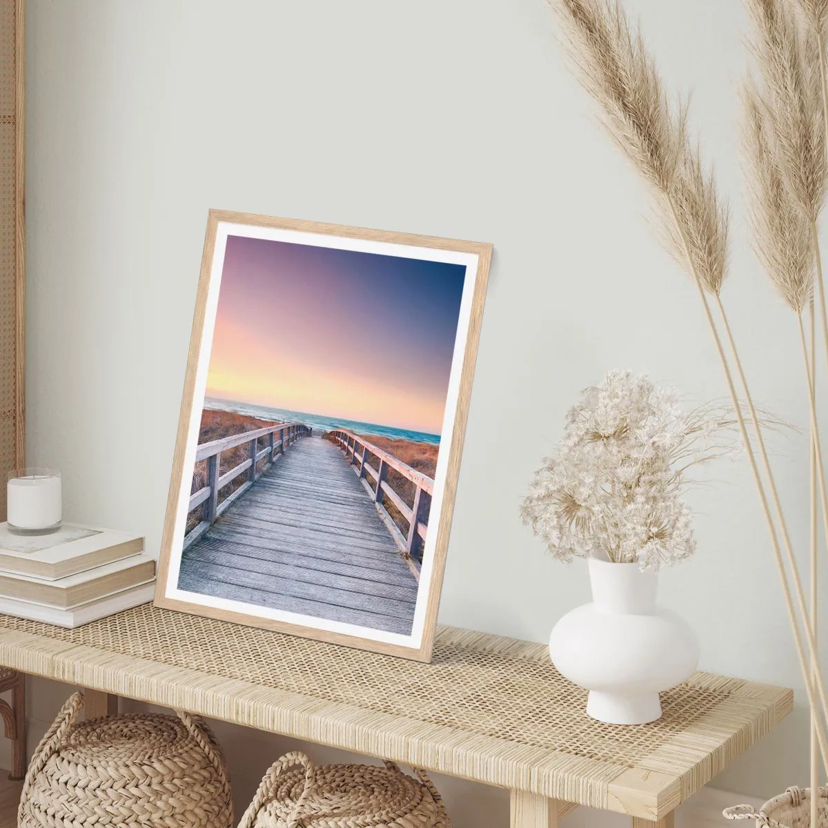 Plakat w ramie jasny dąb - Bałtycka wieczorna zorza - 70x100 cm