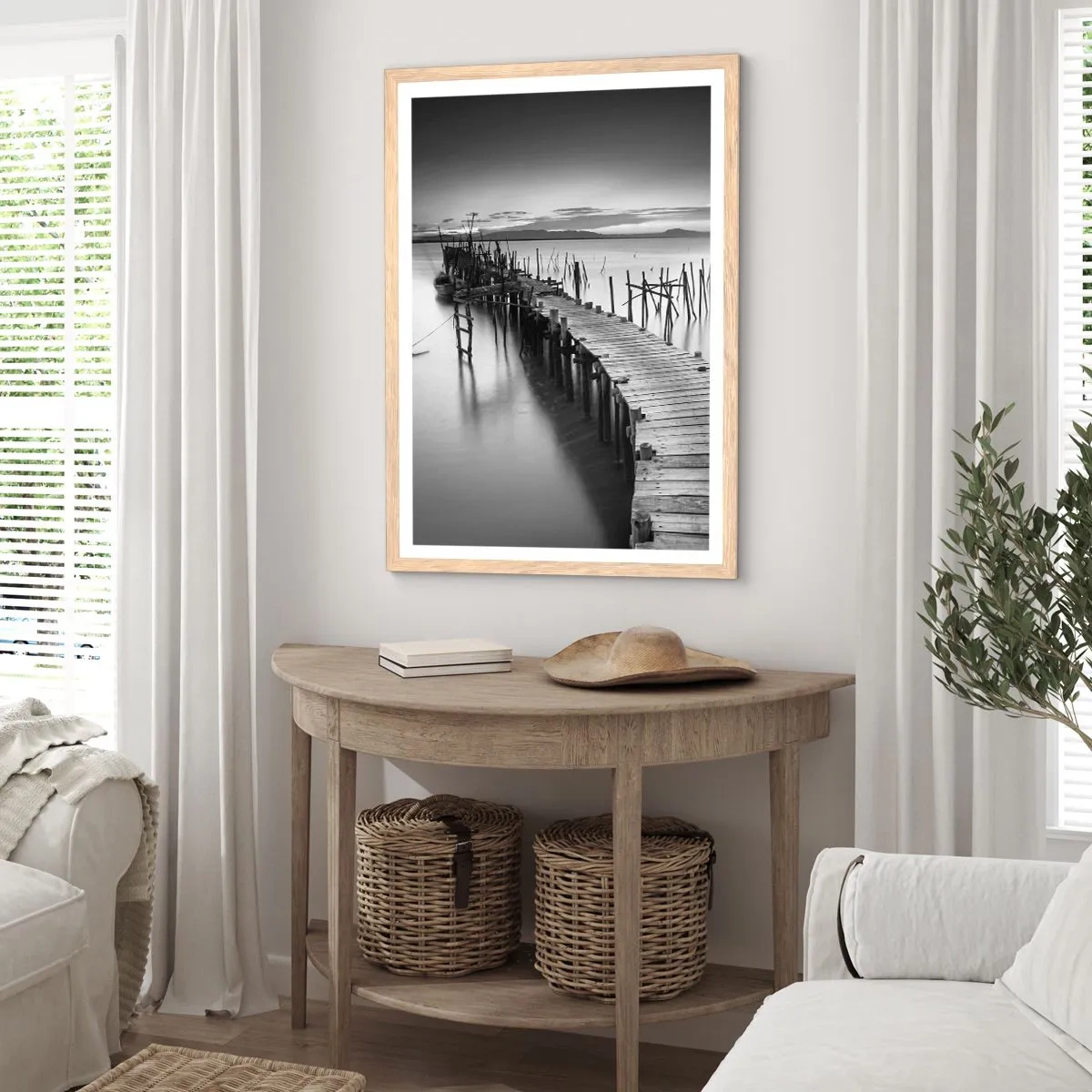 Plakat w ramie jasny dąb - Spokój zapomnianego brzegu - 70x100 cm