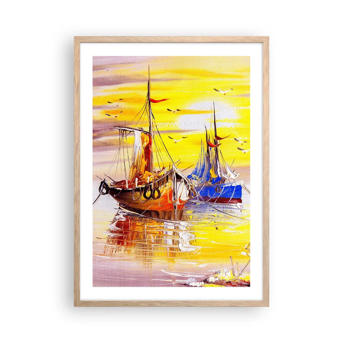 Plakat w ramie jasny dąb - Zasłużony odpoczynek w porcie - 50x70 cm