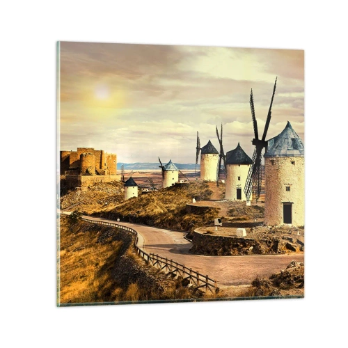 Obraz na szkle - Zaraz pojawi się Don Kichot - 70x70 cm