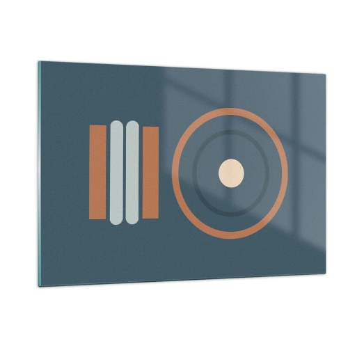 Obraz na szkle - Abstract geometric shapes in muted colors, featuring circles and lines - 120x80cm - Istota rzeczy - Nowoczesna dekoracja ścienna do salonu, kuchni i sypialni ARTTOR