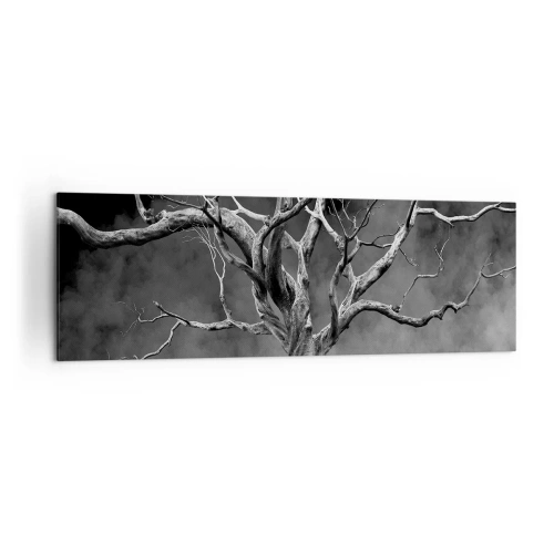 Obraz na płótnie - Suche drzewo w czerni i bieli na tle mgły - 160x50cm - Pierwotne i święte - Nowoczesna dekoracja ścienna do salonu i sypialni ARTTOR