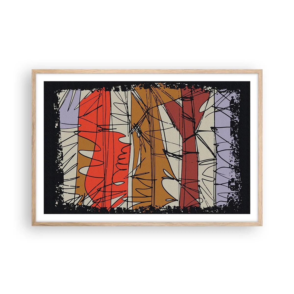 Plakat w ramie jasny dąb - Kompozycja spontaniczna - 91x61 cm