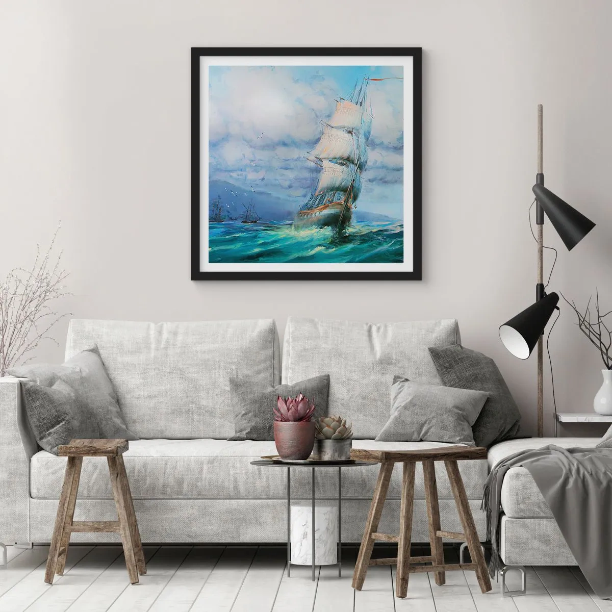 Plakat w czarnej ramie - Pomyślnych wiatrów - 60x60 cm