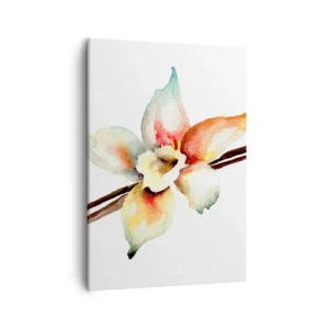Obraz na płótnie - Akwarelowa ilustracja delikatnego kwiatu na gałązce - 50x70cm - Rozlana farbką słodycz - Nowoczesna dekoracja ścienna do salonu, kuchni i sypialni ARTTOR
